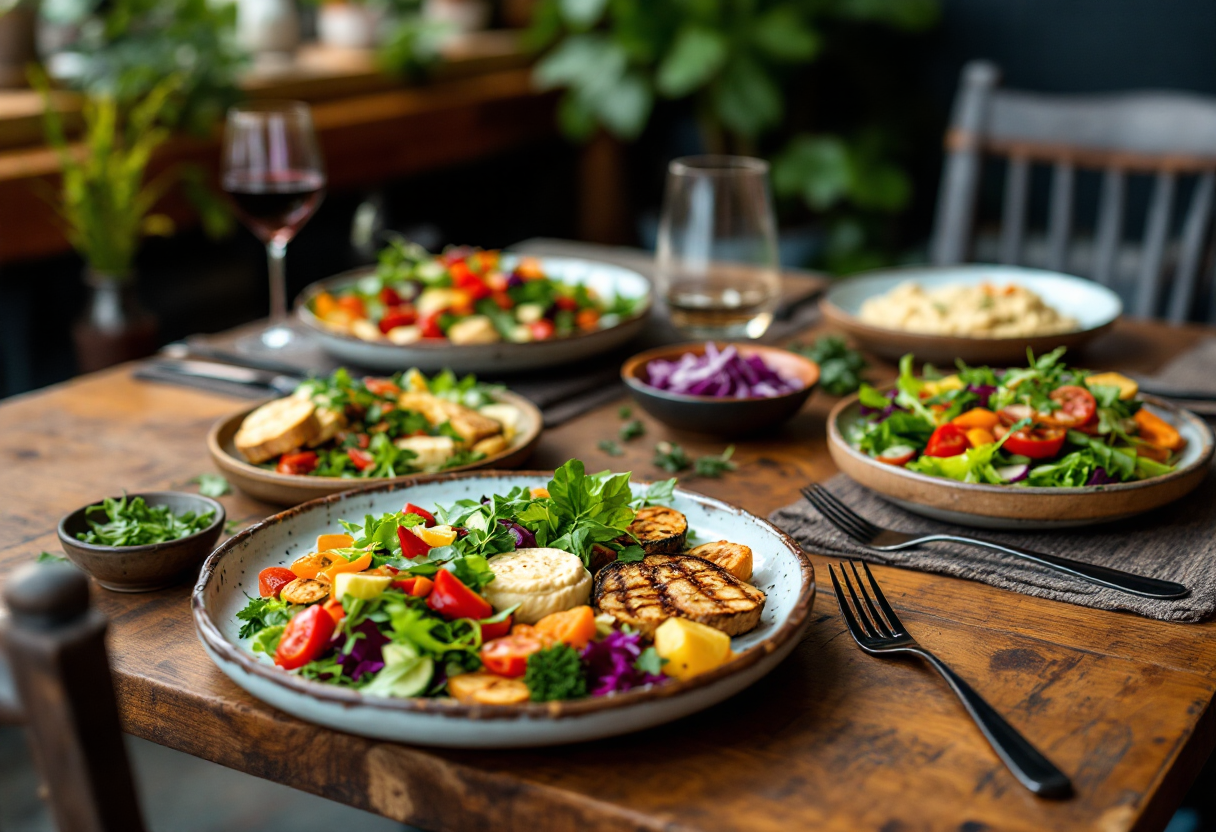 Piatto vegano colorato e appetitoso in un ristorante