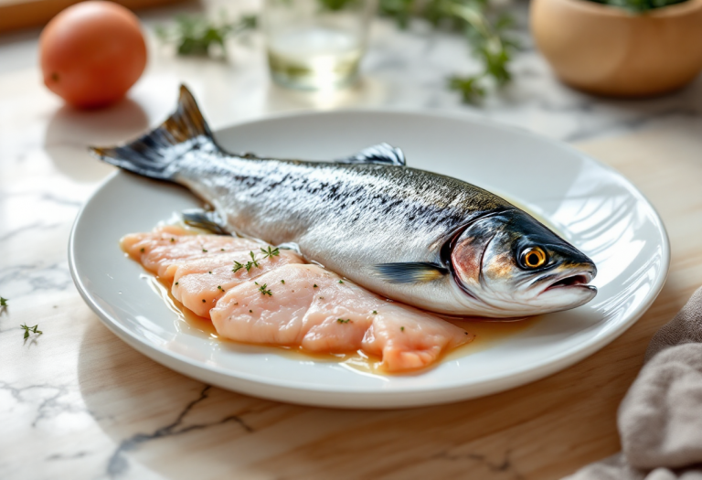 Trota fresca pronta per essere cucinata con spezie