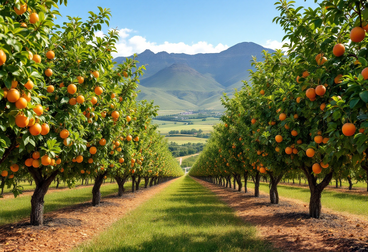 Frutticoltura nel Capo Occidentale con alberi da frutto