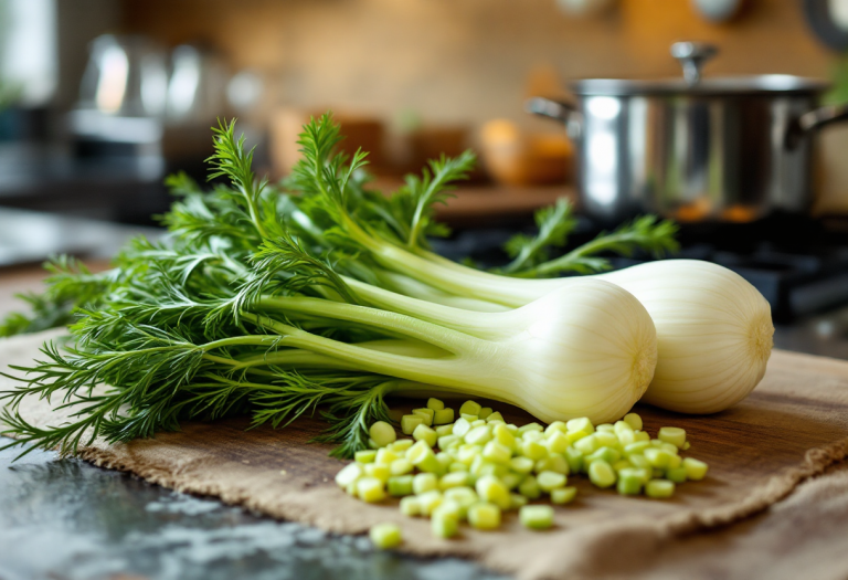 Finocchi stufati in padella con spezie e olio d'oliva