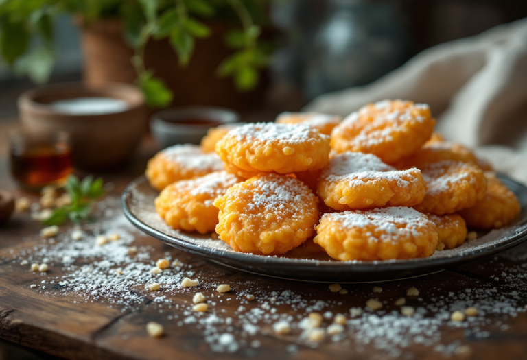 Frittelle di riso toscane servite su un piatto