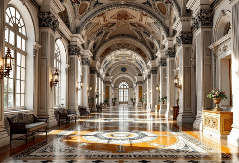 Interno di una galleria storica a Torino con arte e cibo