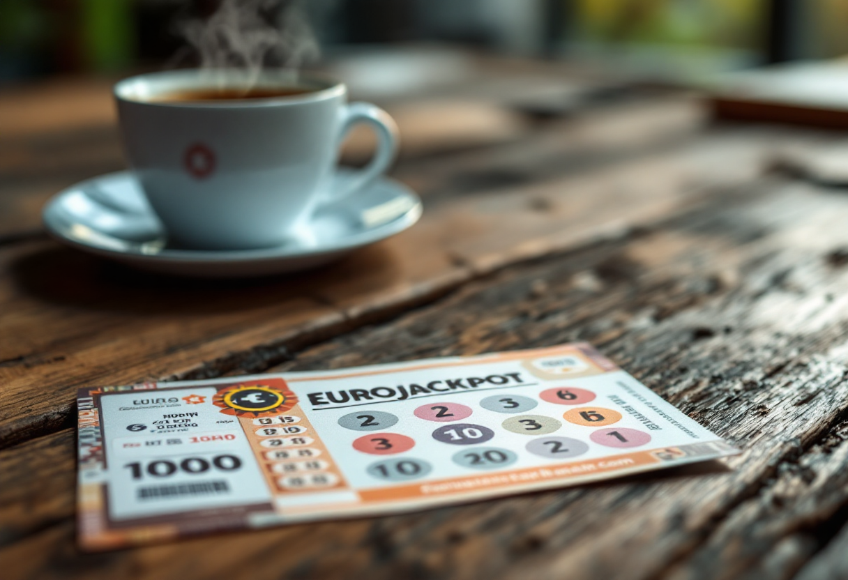 Giocatore che tiene una schedina Eurojackpot vincente