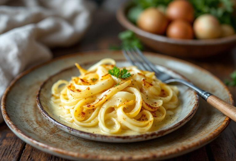 Gratin di finocchi appena sfornato con formaggio dorato