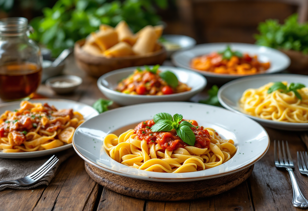 Deliziosi piatti di pasta tipici italiani