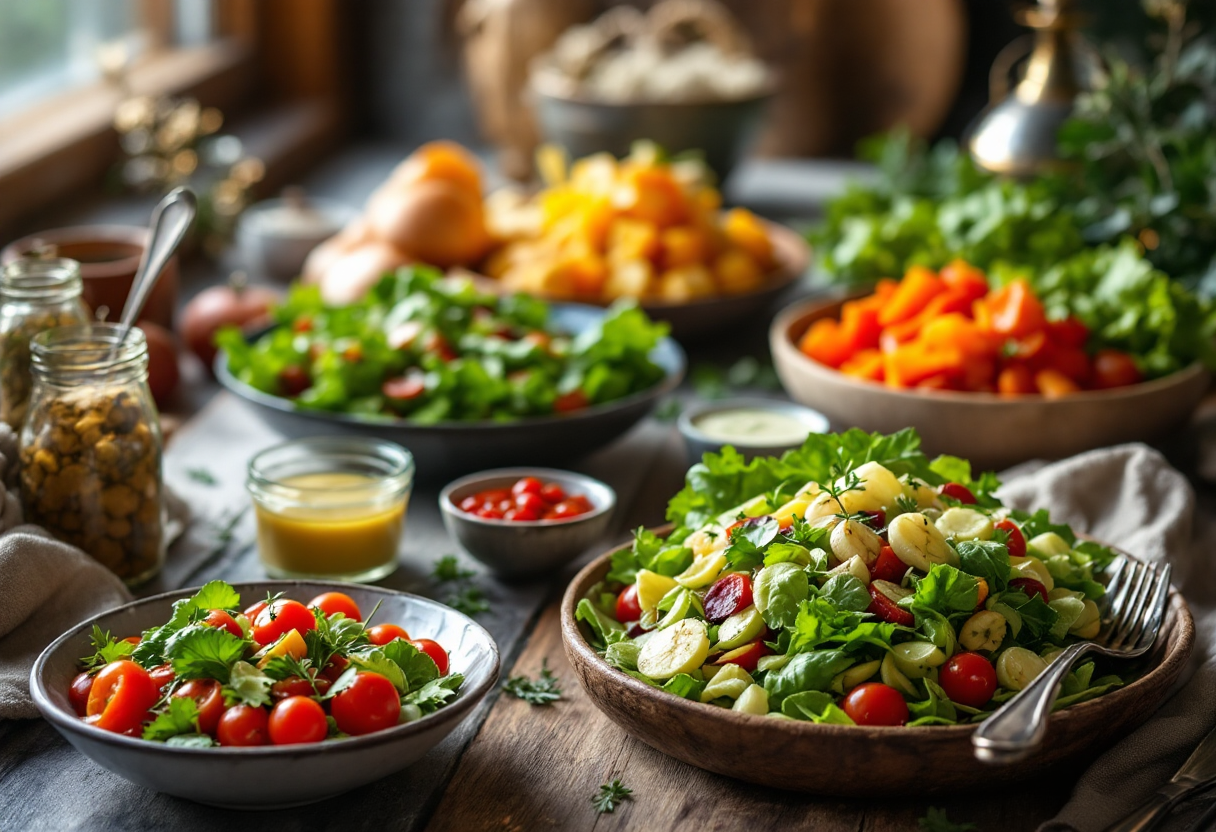 Insalata invernale con ingredienti freschi e colorati