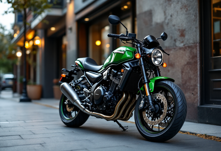 Kawasaki Z900 2025 in azione su strada