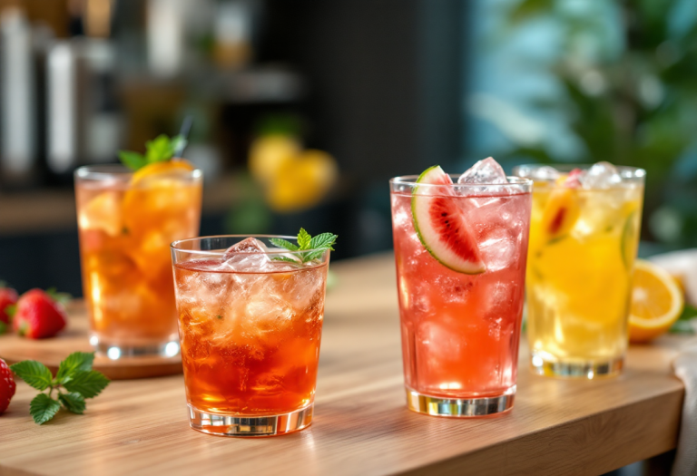 Un assortimento di mocktail colorati e freschi per detox