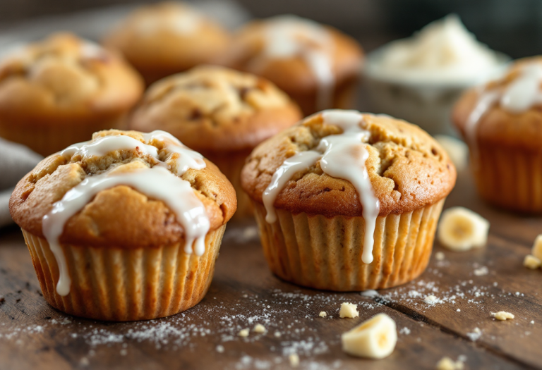 Deliziosi muffin alla banana freschi e soffici