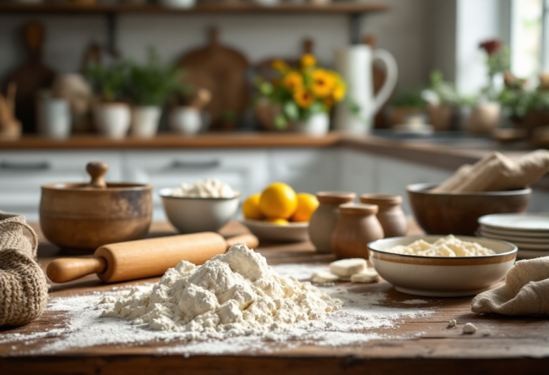 Una nonna che cucina piatti tradizionali con ingredienti freschi