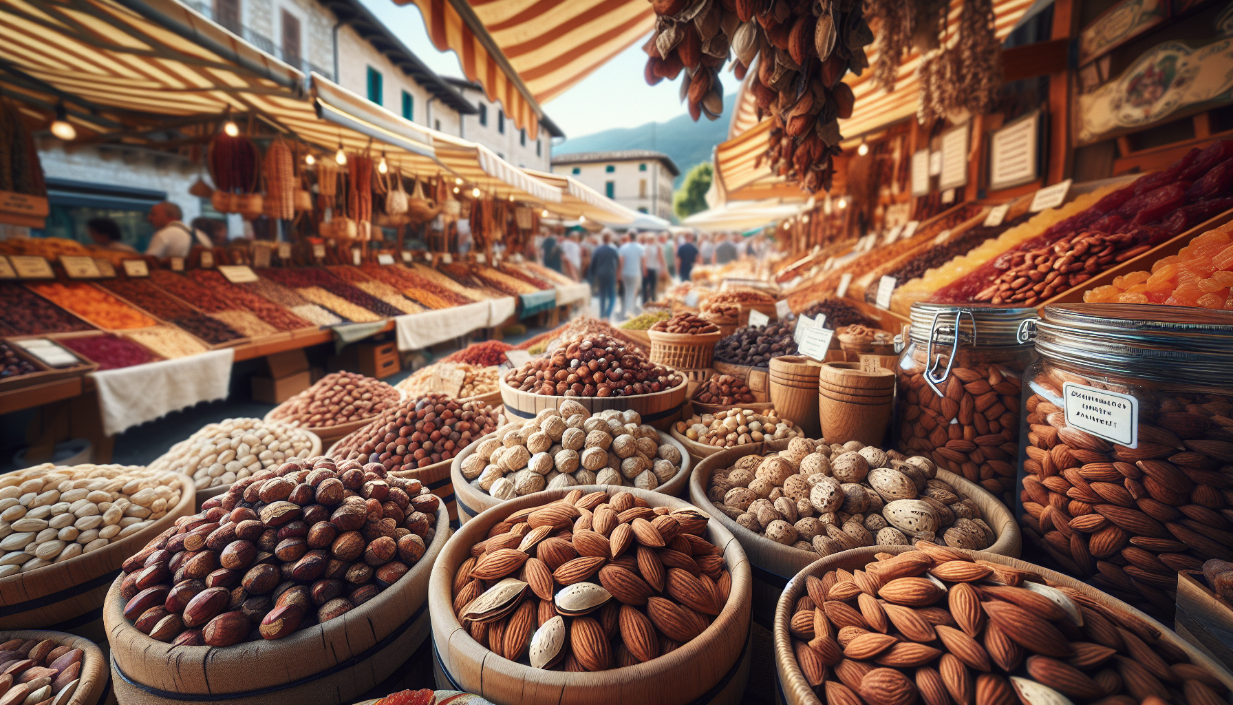 Frutta secca con etichetta di provenienza