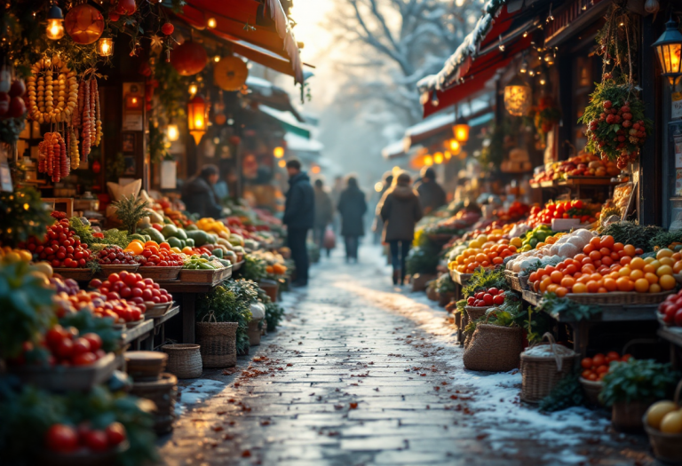 Immagine del mercato di Modena con offerte invernali