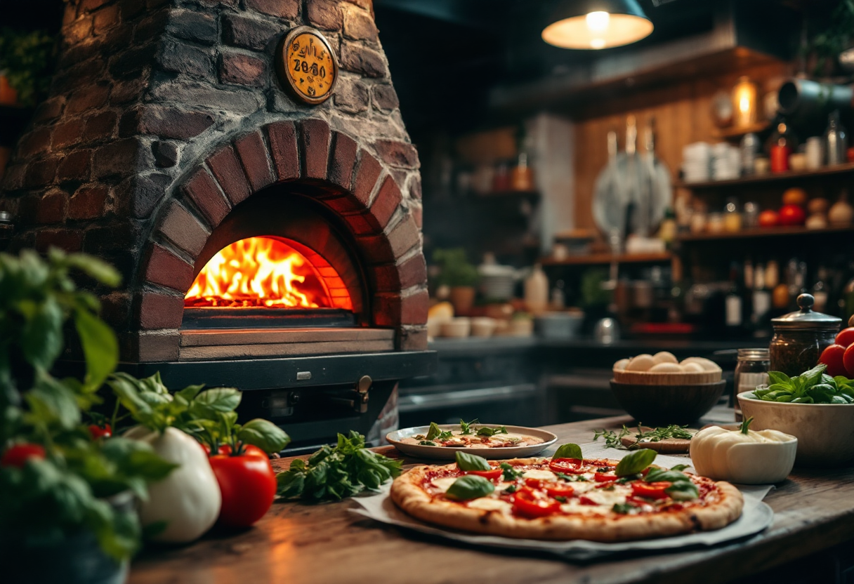 Una deliziosa pizza italiana con ingredienti freschi