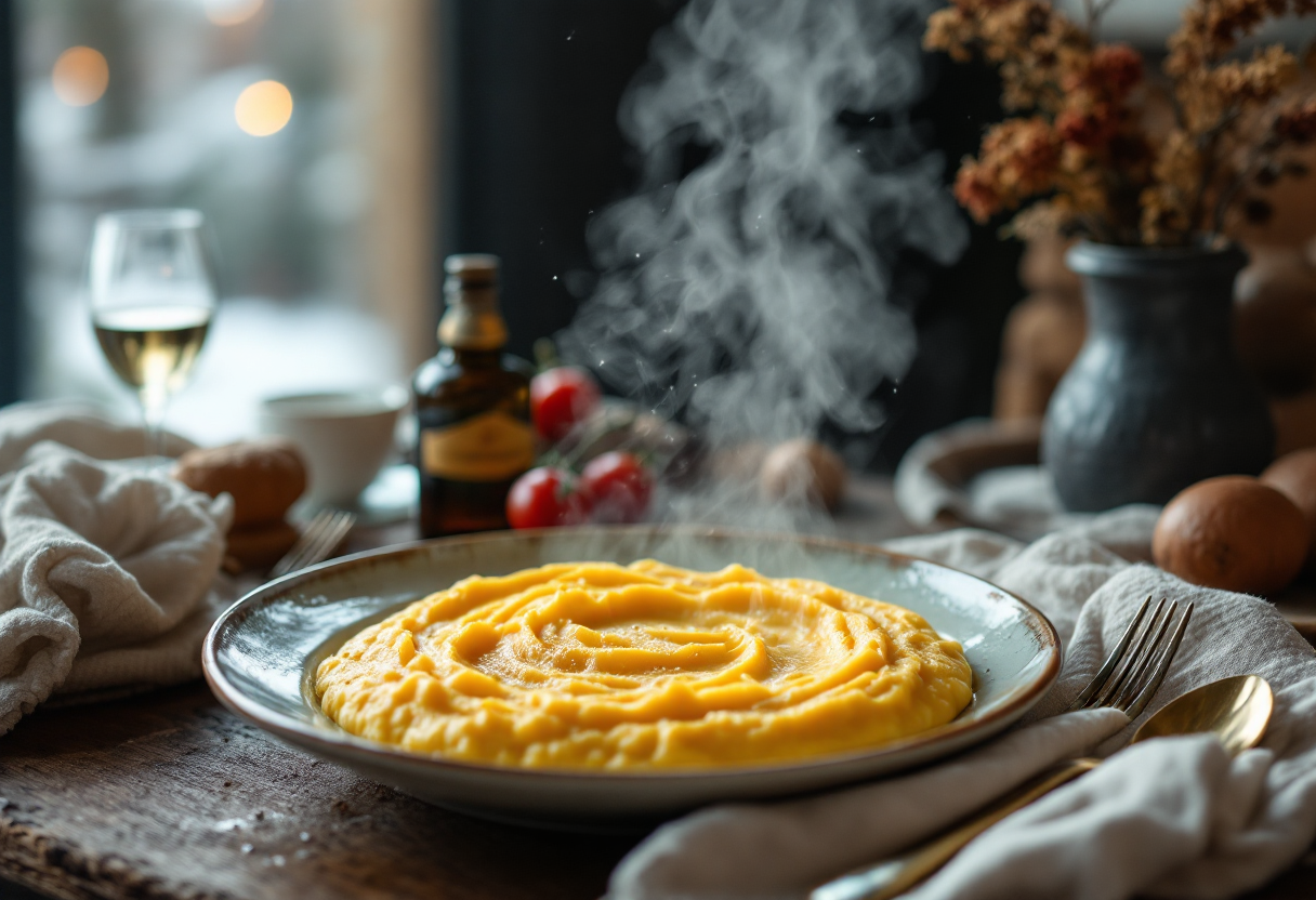 Polenta concia valdostana servita con formaggio fuso