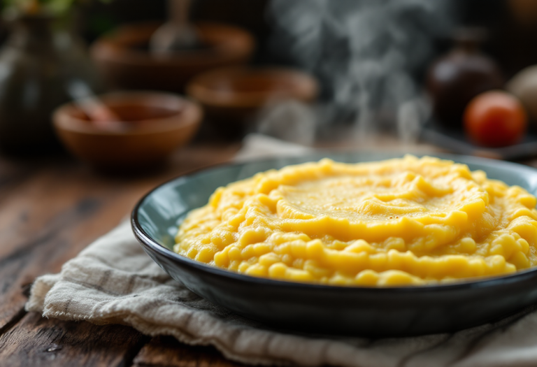 Piatto di polenta servito con sugo tipico veneto