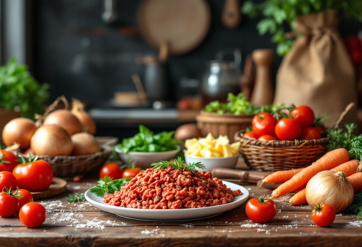 Piatto di ragù alla bolognese con pasta fresca