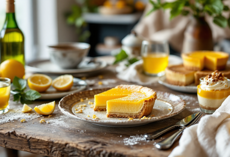 Delizie dolci al limoncello in un piatto decorato