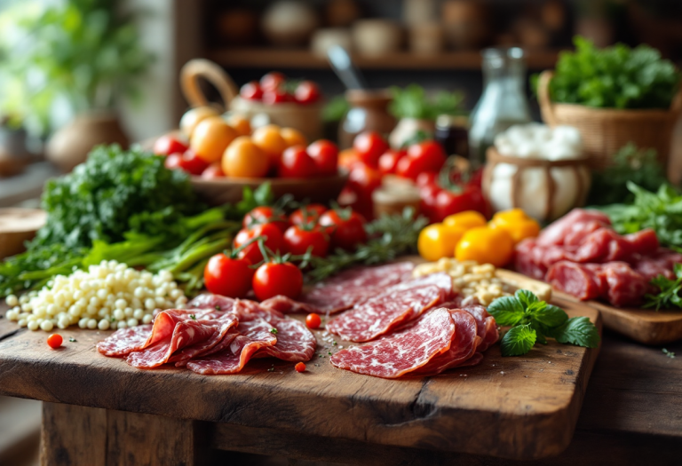 Salame matto tipico della cucina romagnola su un tagliere