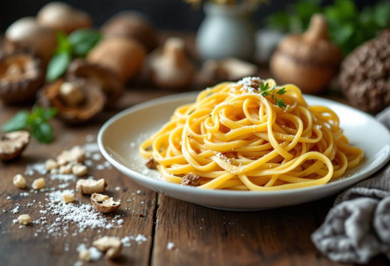 Tagliolini al tartufo serviti in un piatto elegante