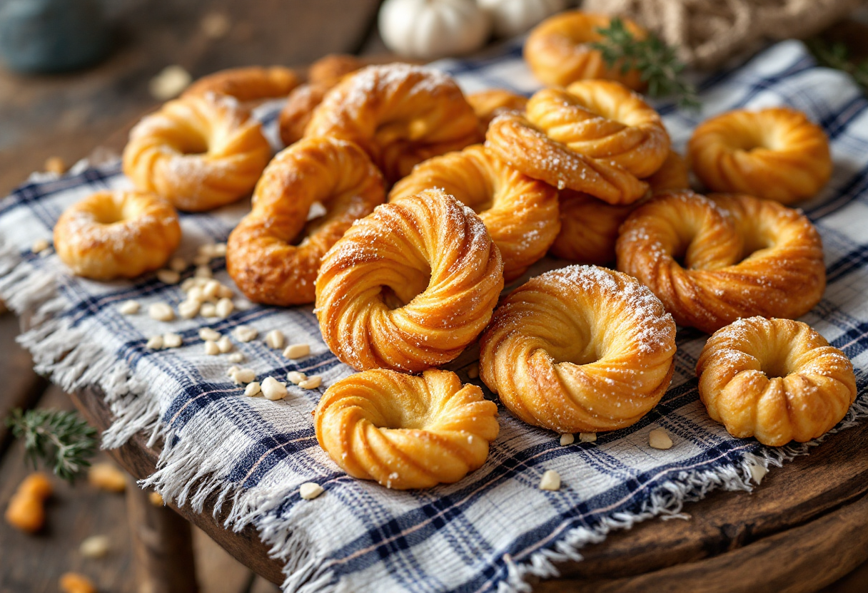 Taralli dolci tipici del Centro-Sud Italia su un tavolo