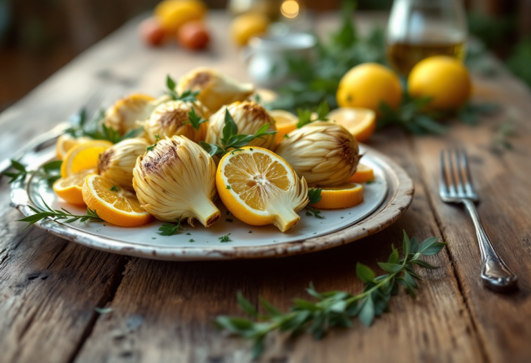 Piatto di topinambur agli agrumi con decorazioni fresche