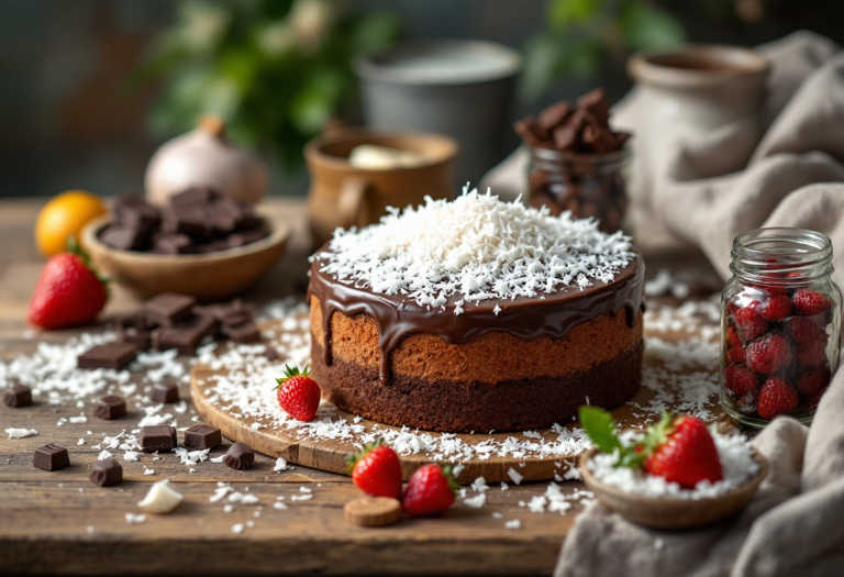 Deliziosa torta al cocco e cioccolato estiva