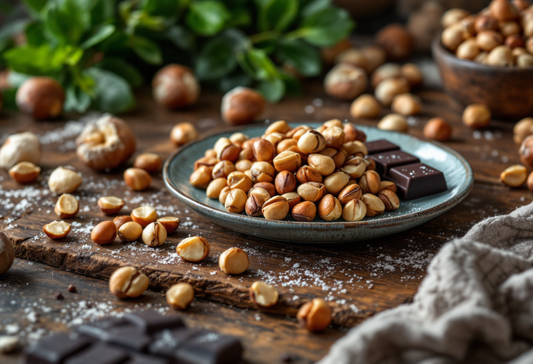 Deliziosa torta di nocciole con cioccolato fondente