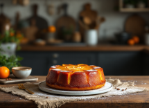 Deliziosa torta rovesciata all'arancia con caramello