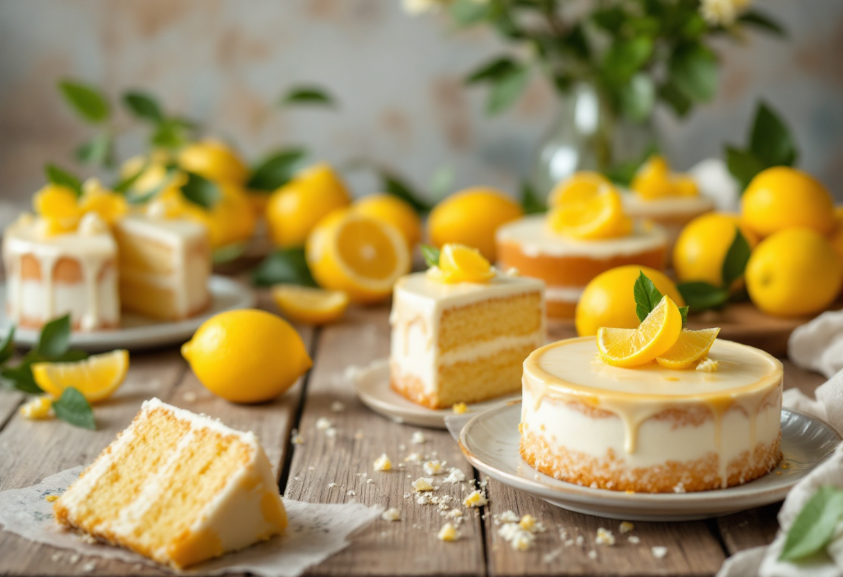 Deliziose torte al limone pronte da gustare