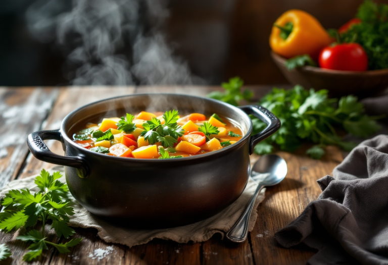 Zuppa di verdure della nonna con ingredienti freschi