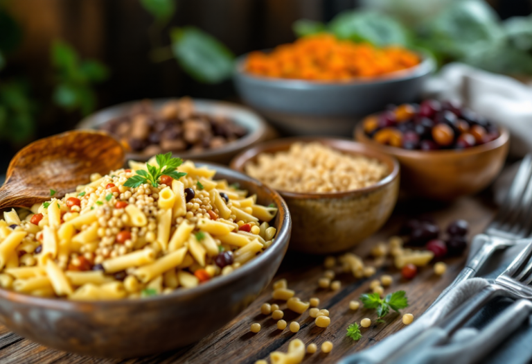 Piatto di alternative salutari alla pasta con verdure