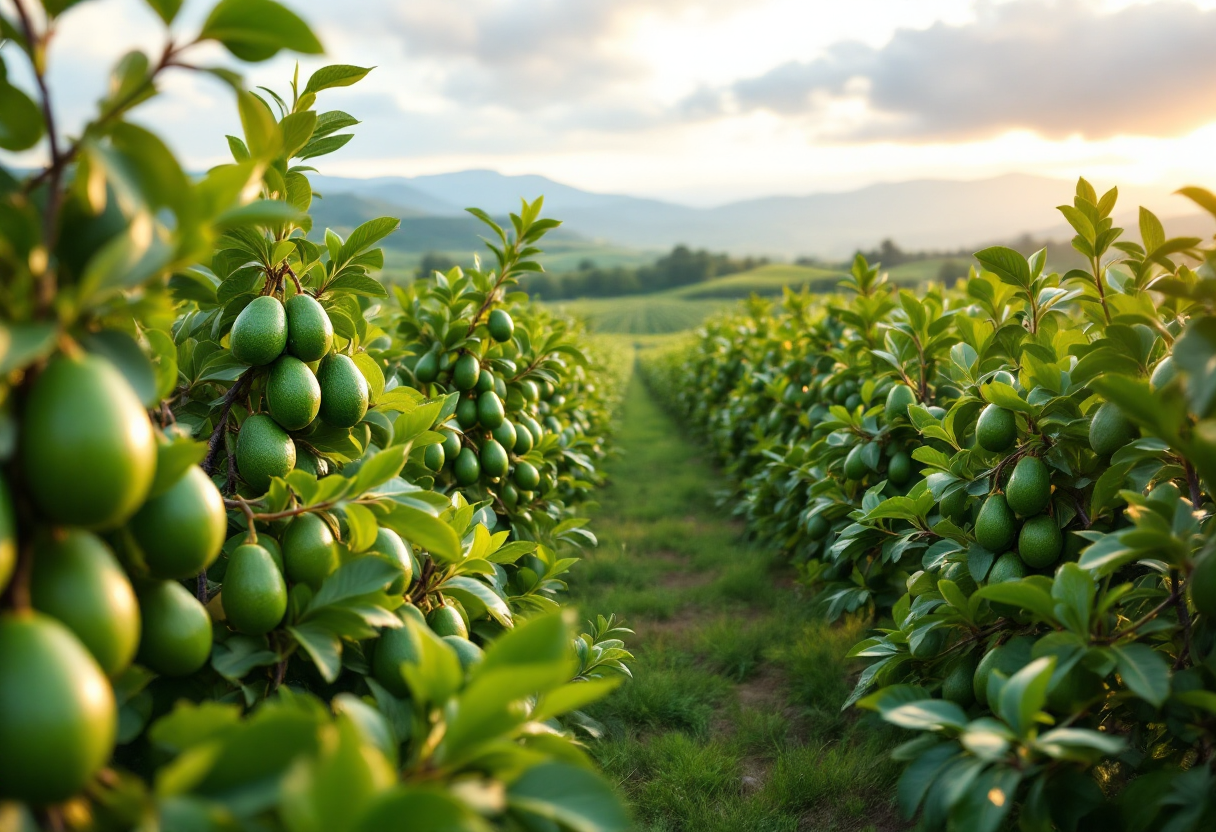 Coltivazione di avocado in Spagna durante la stagione