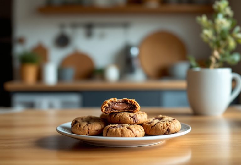 Biscotti alla Nutella appena sfornati su un piatto