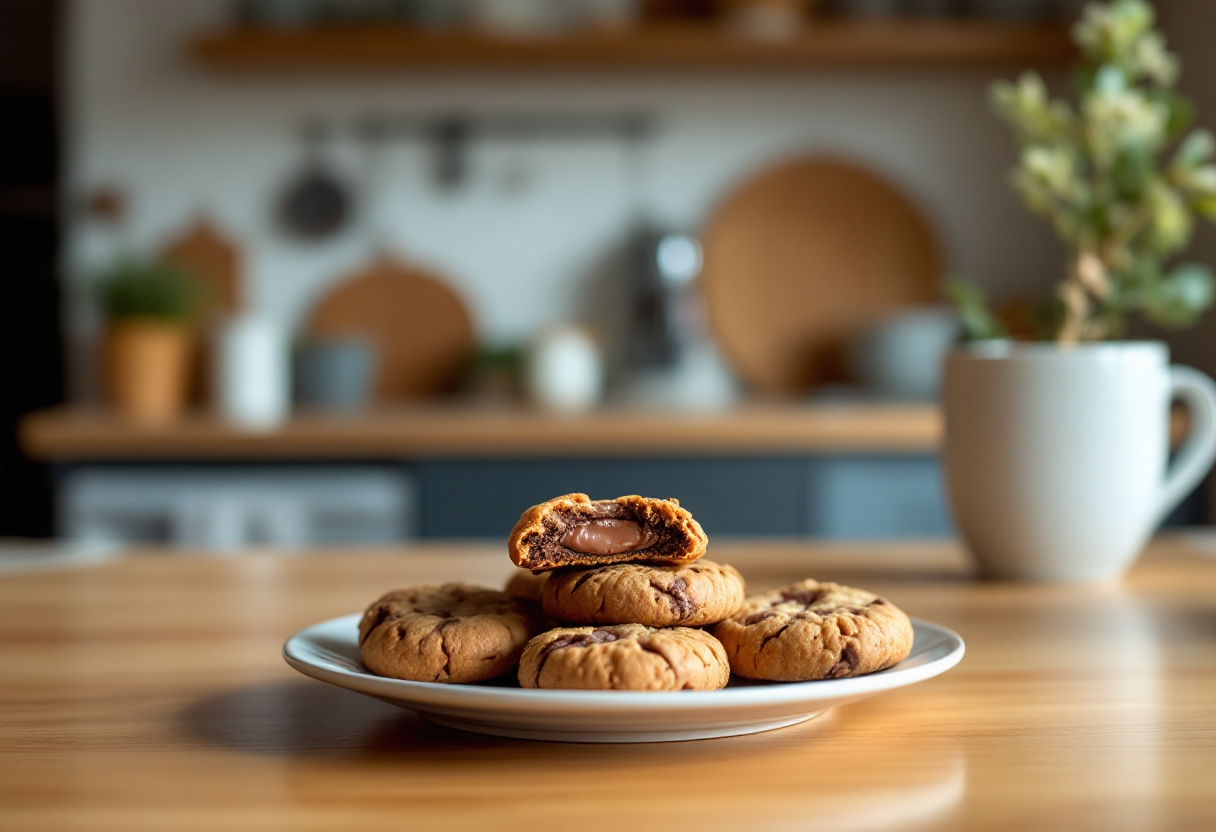 Biscotti alla Nutella appena sfornati su un piatto