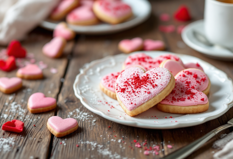 Biscotti decorati a tema San Valentino con cuori