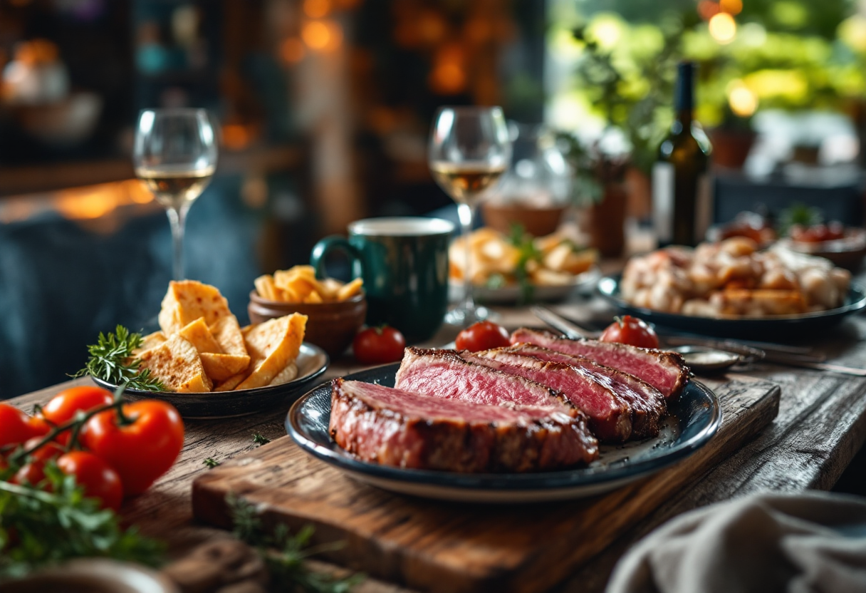 Piatto gourmet della braceria F.lli Mei con carne e contorni