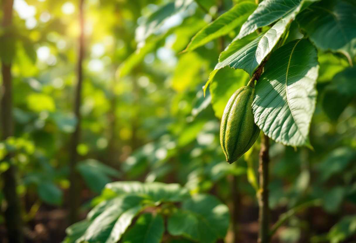 Un'immagine di cacao in polvere e cioccolato fondente