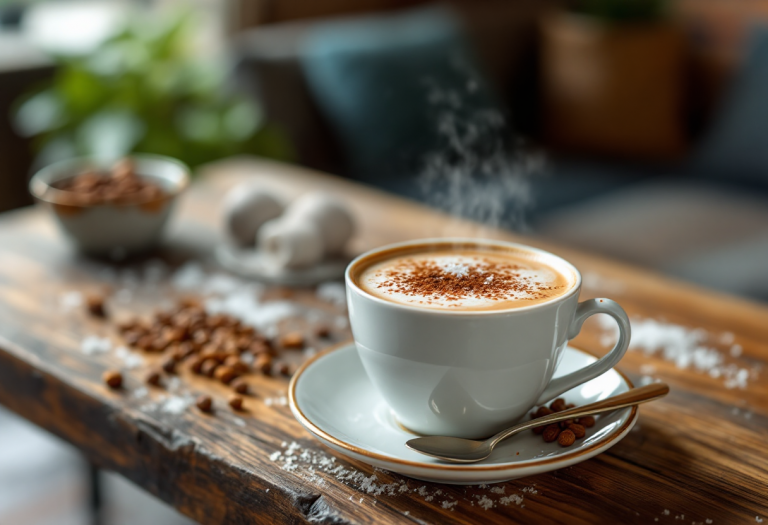 Tazza di caffè salato con decorazioni gourmet