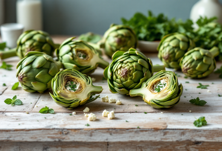 Carciofi ripieni con ricotta fresca e menta profumata