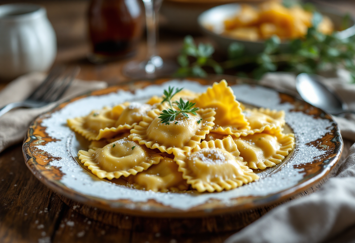 Casoncelli alla bergamasca serviti con burro e salvia