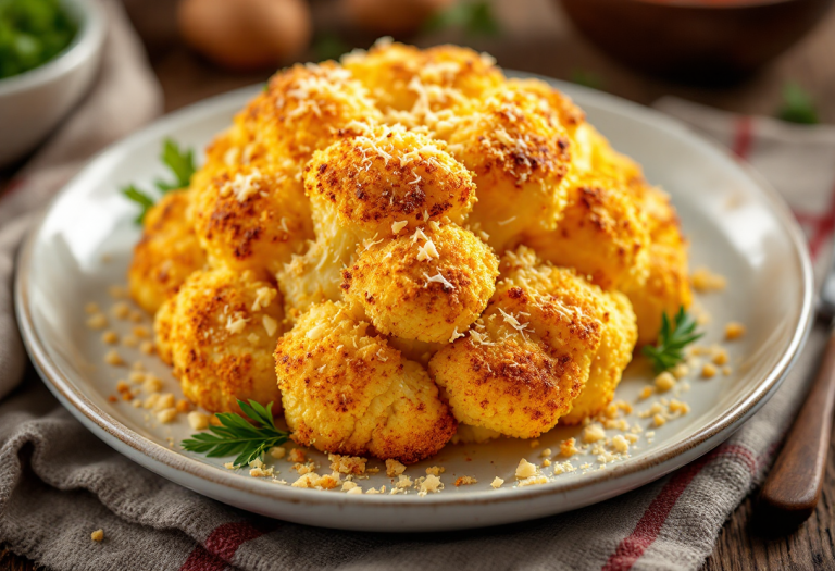 Cavolfiore al forno croccante con pangrattato e parmigiano