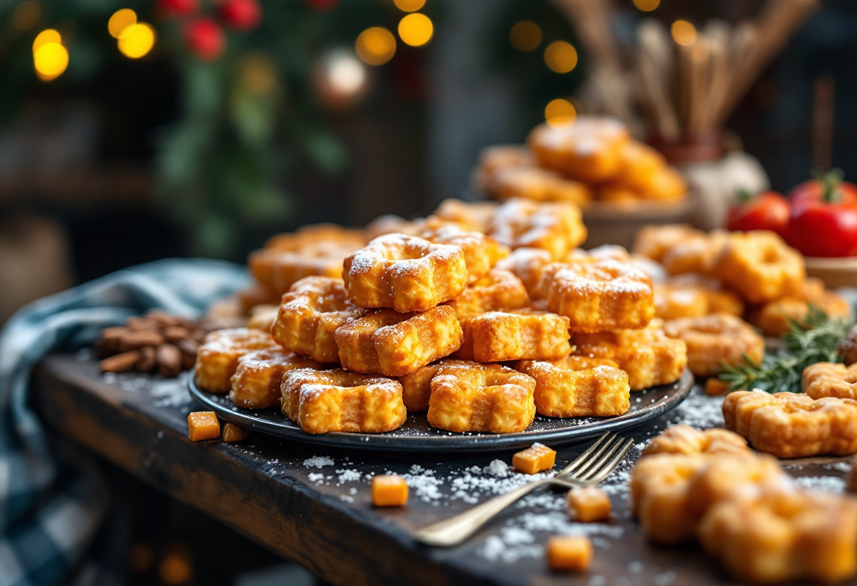 Chiacchiere di carnevale dorate e croccanti