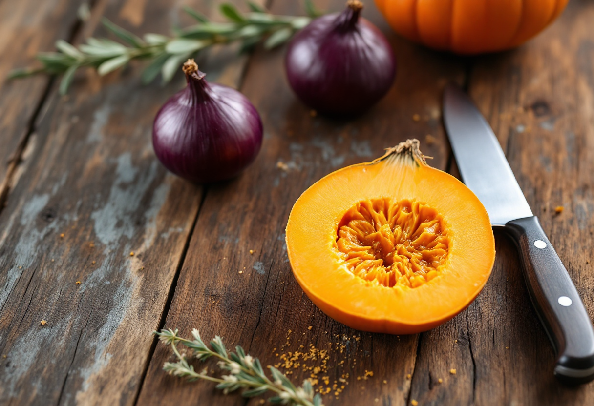 Composta di cipolla e zucca servita in un piatto