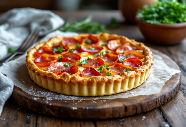 Crostata salata al prosciutto con verdure fresche