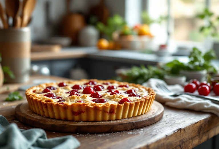 Crostata shortcake alle ciliegie fresca e invitante