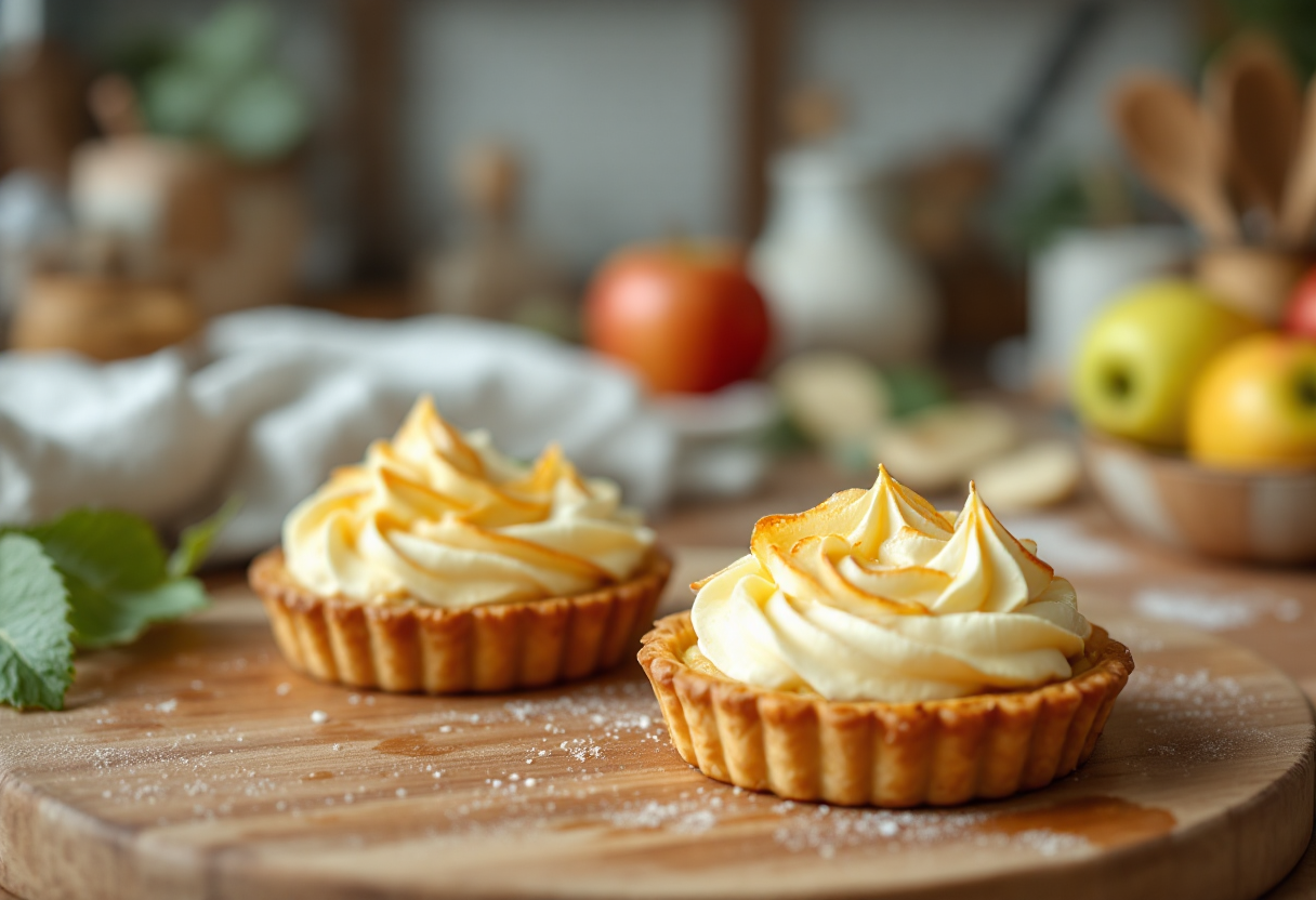 Deliziose crostatine di mele con crema dolce