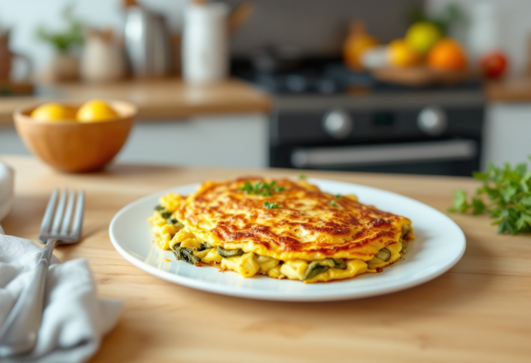 Frittata di carciofi al forno servita su un piatto