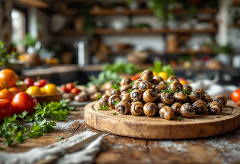 Lumache fresche pronte per la preparazione culinaria