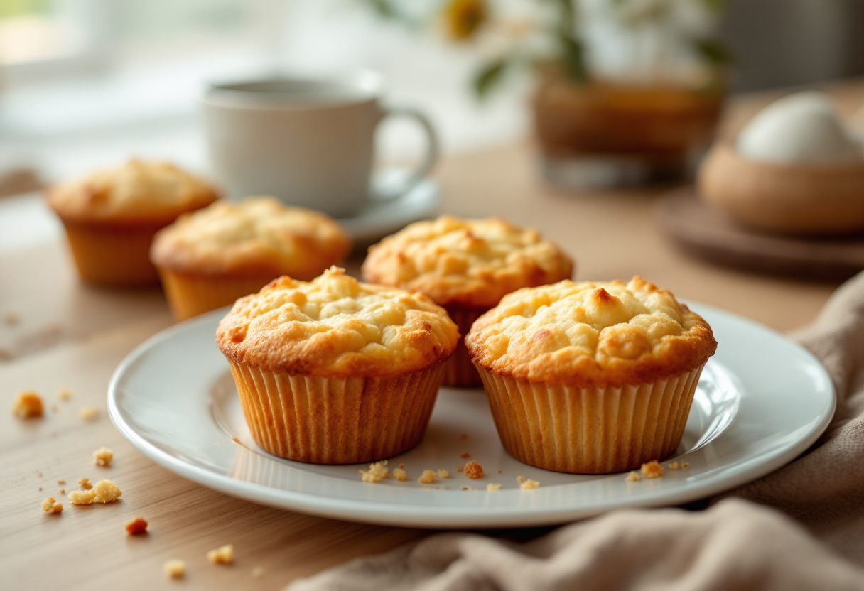 Muffin con ricotta freschi e soffici su un piatto