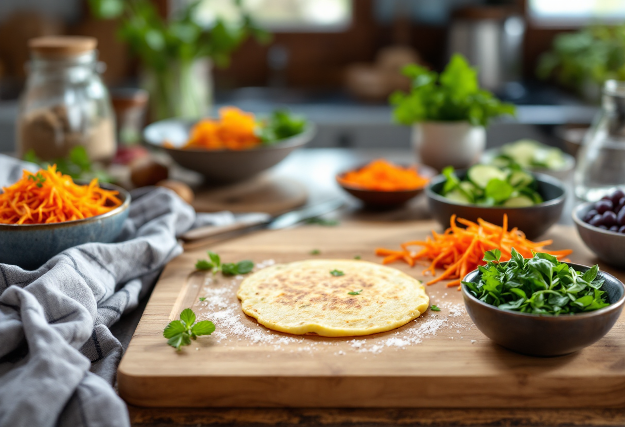 Pancake di verdure fresche serviti su un piatto